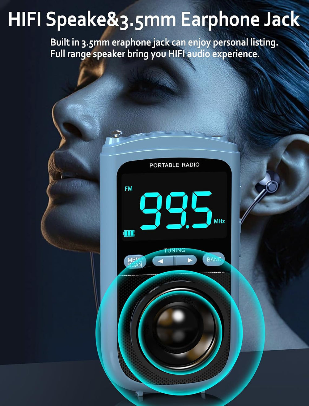 Portable AM/FM/SW Radio 900mAh Rechargeable Battery