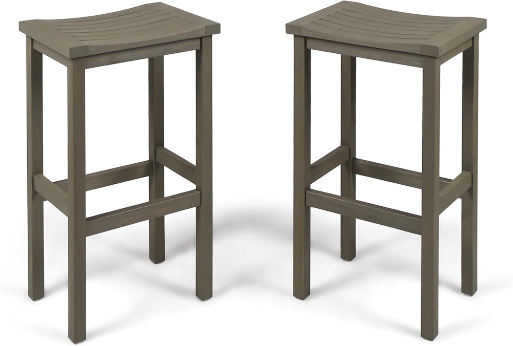 Christopher Knight Home Caribbean Outdoor 30" Acacia Wood Barstools, 2-P...