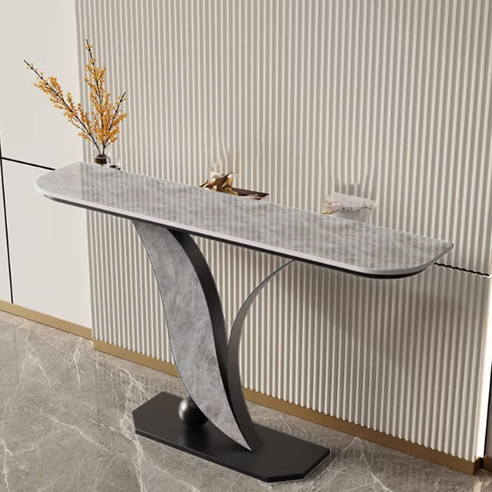 Narrow Console Table with Stone Top | Modern Entryway Table | Hallway Decor f...