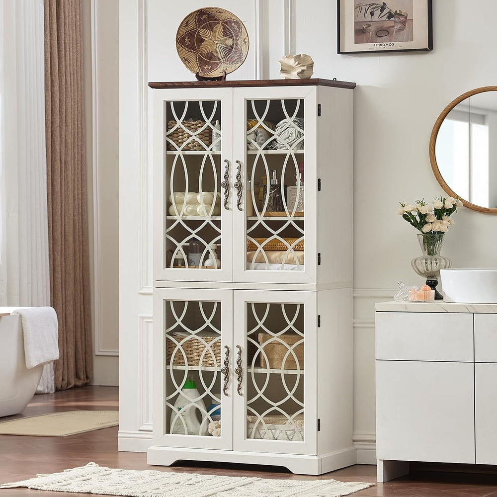 Joaxswe 67" Tall Bookshelf, Vintage Book Shelf with Glass Doors, 5-Tier ...