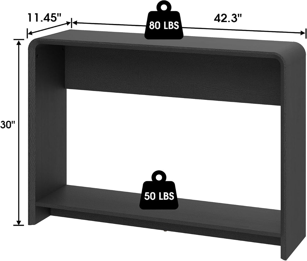 42.3" Modern U-Shaped Console Table, 11.5" Narrow Waterfall Entrywa...