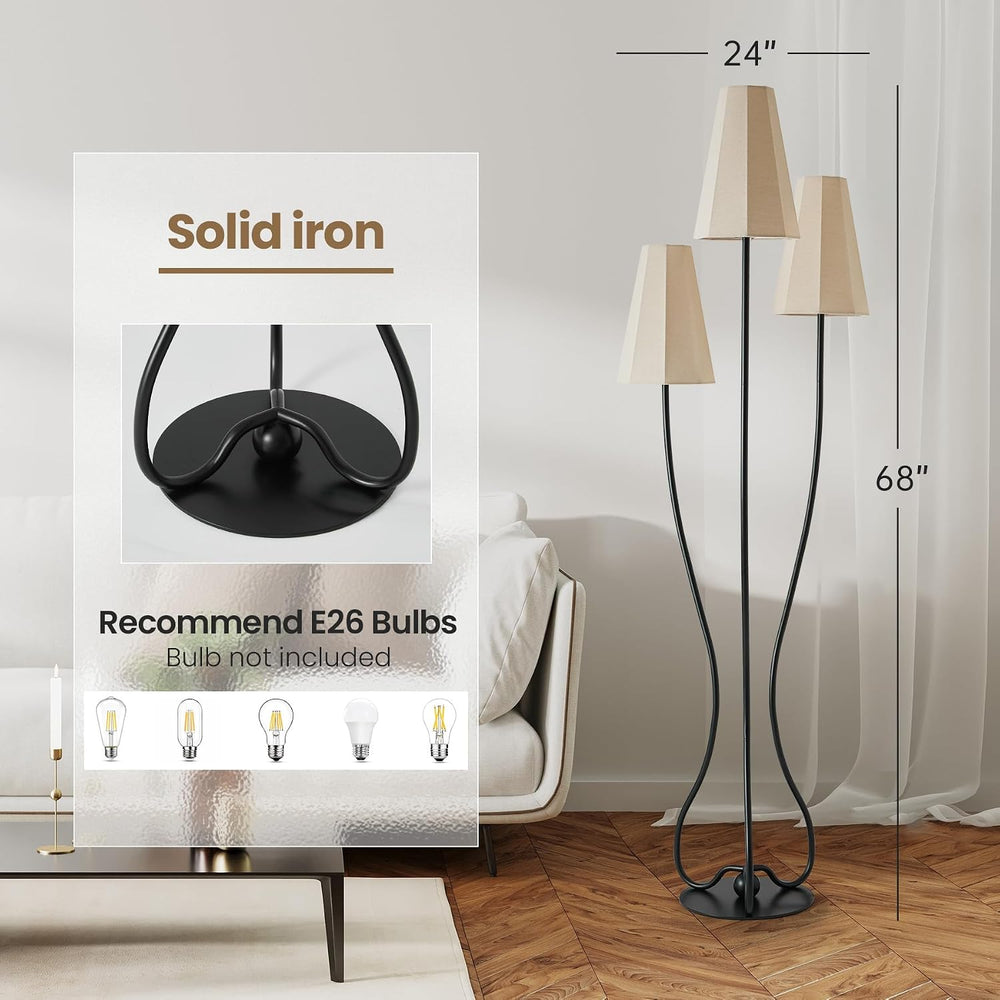ZenGlimmer Artistic Vintage Floor Lamp, 3-Light Standing Lamps with Sculptura...