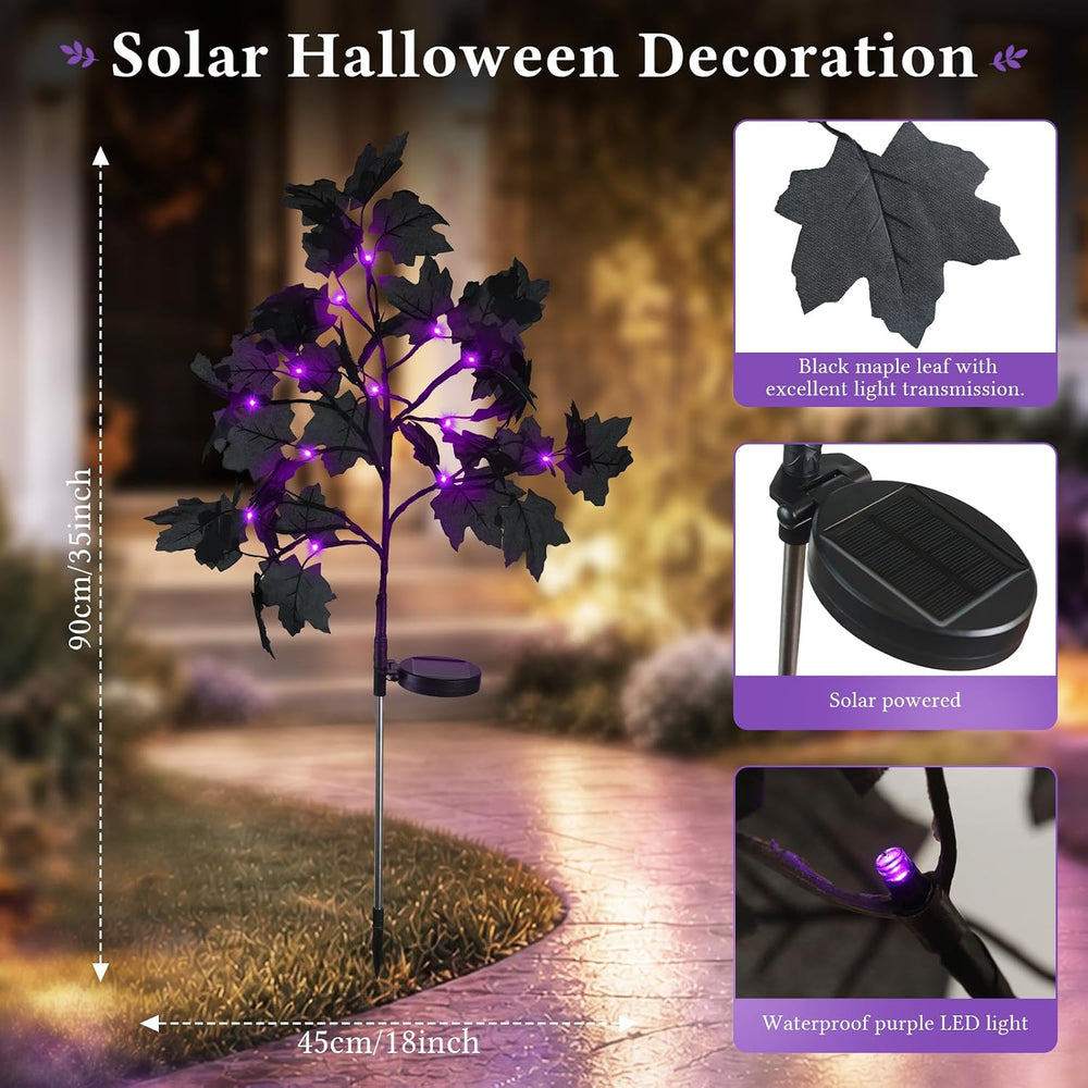 4 Pack Solar Halloween Outdoor Decorations Fall Solar Stake Lights