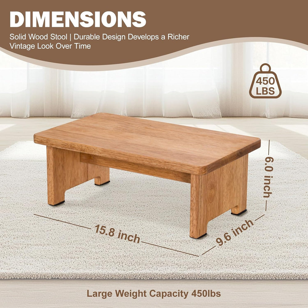 Solid Wood Stool Wooden Step Stool Anti-Slip Step Stools for Adults Step Stoo...