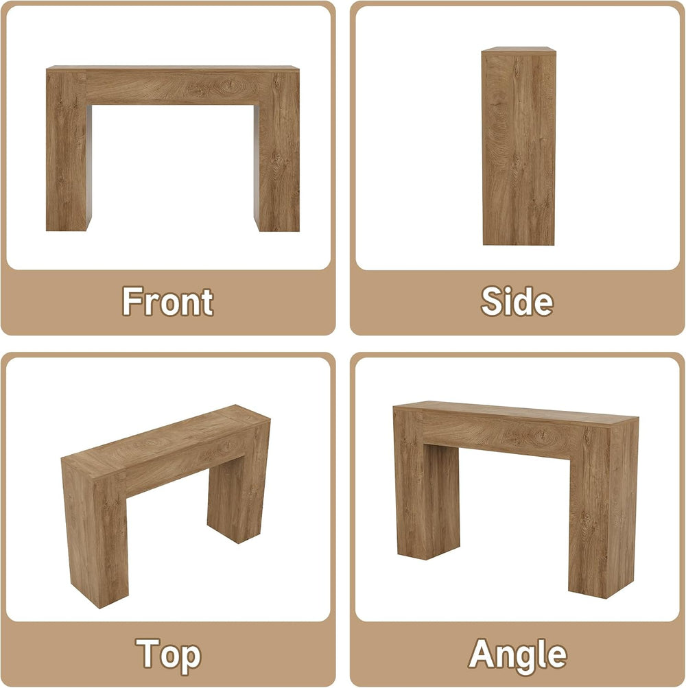Epecoya 43-Inch Wood Console Table for Entryway, Light Oak Brown | Small Behi...