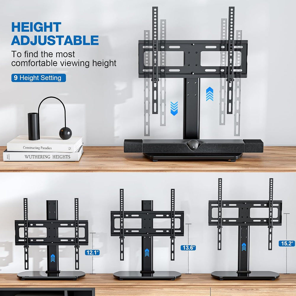 Universal TV Stand for 27-60 Inch TVs with Swivel Mount, Height Adjustable Ta...