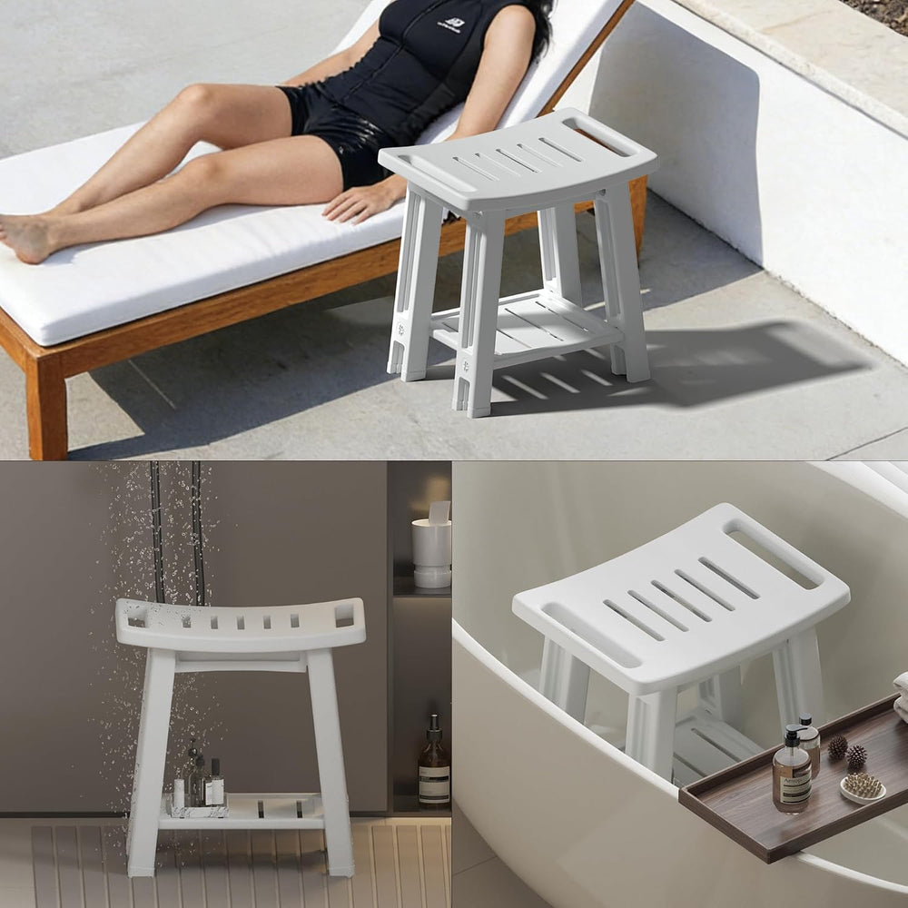 Shower Chair for Inside Shower, Shower Stool with Anti-Slip Foot Covers hold ...
