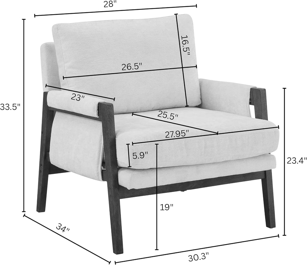 Roundhill Furniture Kelly Mid-Century Modern Accent Armchair, White