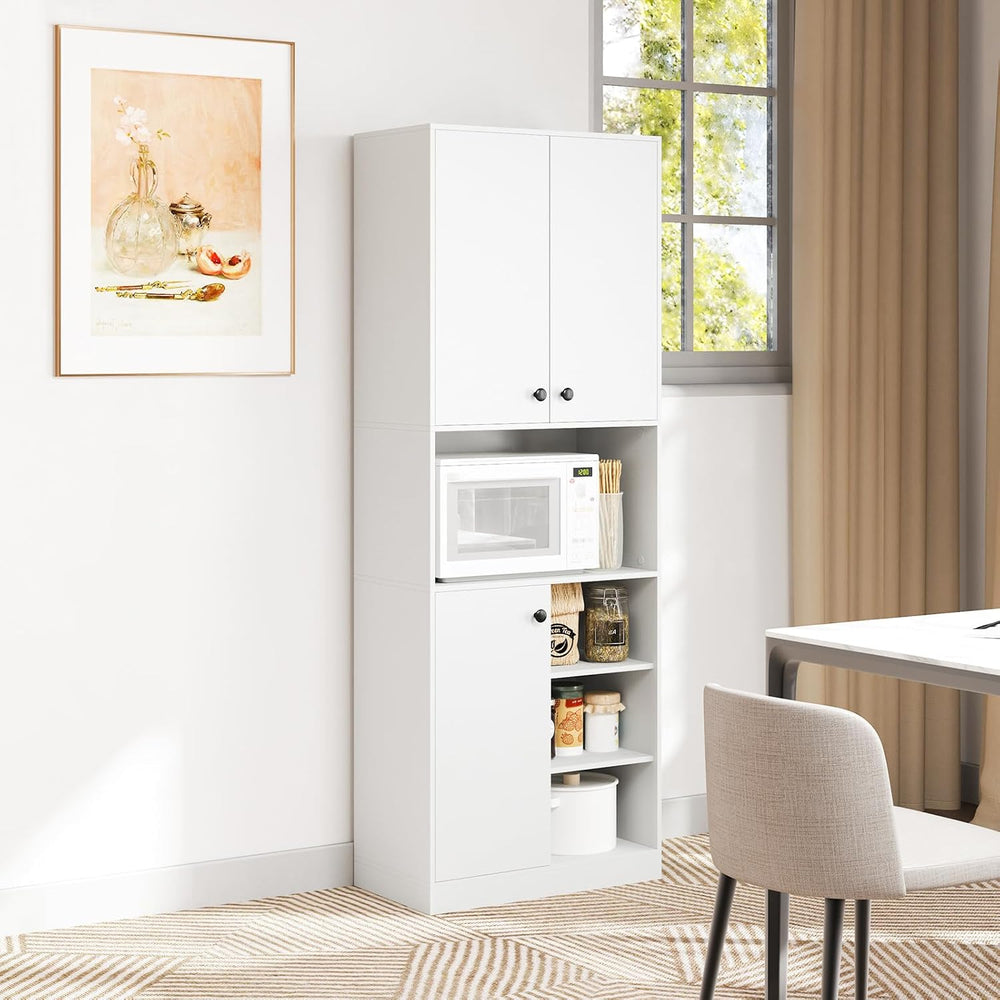 TANGZON Tall Kitchen Cupboard, 3-door Storage Cabinet with Countertop, Open S...