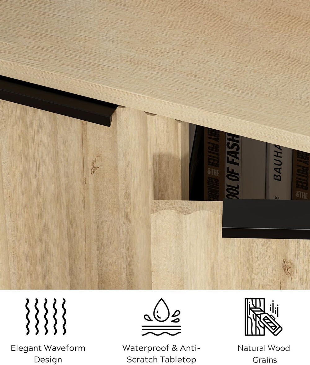EYYTHUNG Fluted Corner Cabinet, Modern Small Corner Floor Cabinet with 2 Door...