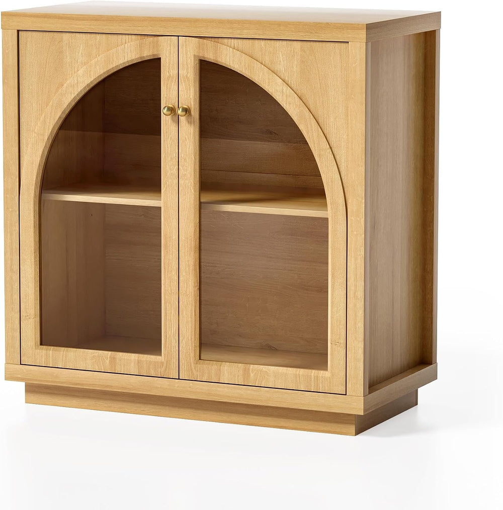 Modern Storage Cabinet, Arched Cabinet with Adjustable Shelves, Sideboard Buf...