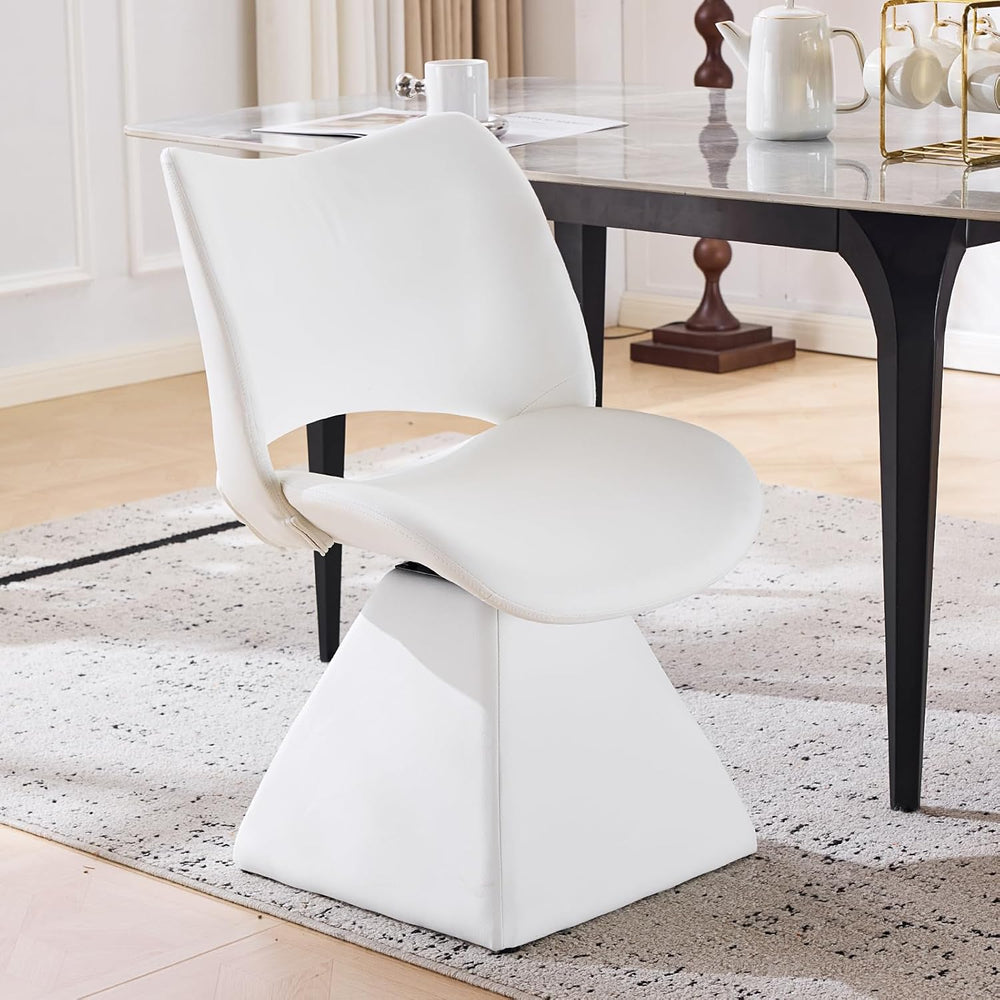 Swivel Dining Chair, Modern Faux Leather Kitchen Chair, Upholstered Armless S...