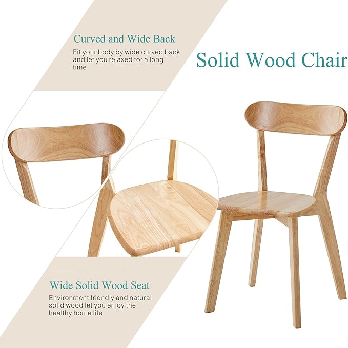 Wood Louis Dining Chairs Set of 4 Home Kitchen Modern Kitchen Chairs 100% Nat...