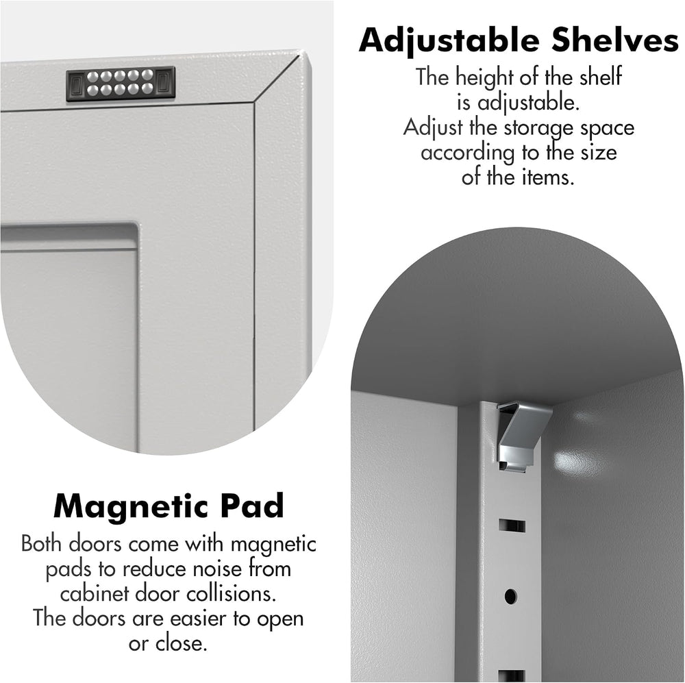 Coolsun 46" H Metal Pantry Cabinet, Metal Storage Locker with Door and 2...