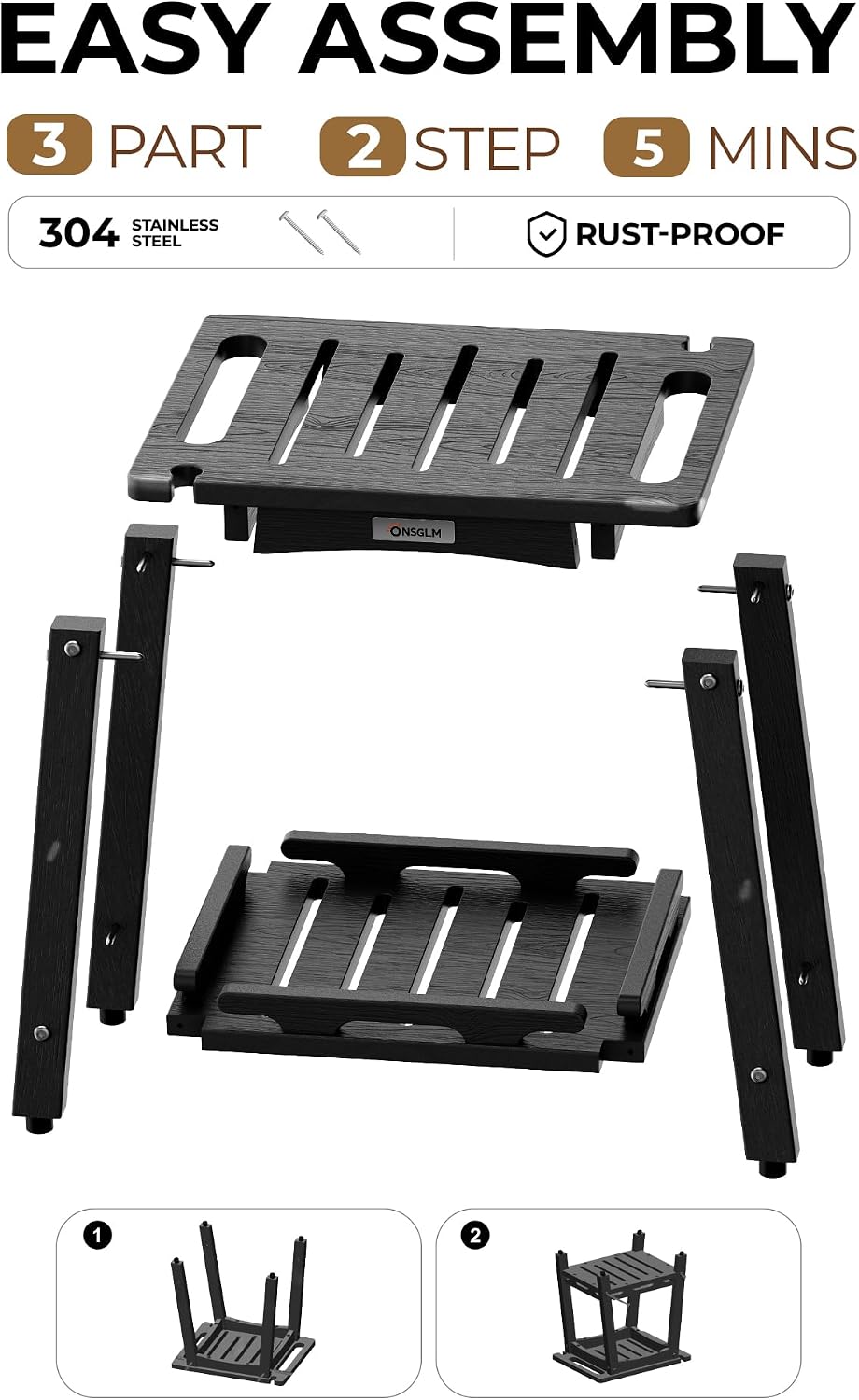 Shower Bench Seat, Non-Slip Shower Benches for Inside Shower to Sit on, HDPE ...