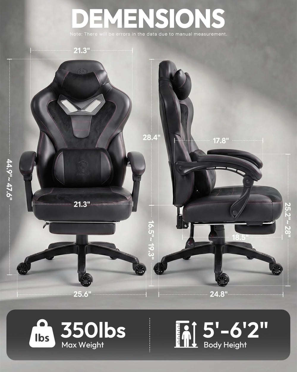 Dowinx Big and Tall Gaming Chair for Adults with Footrest, Massage Lumbar | E...