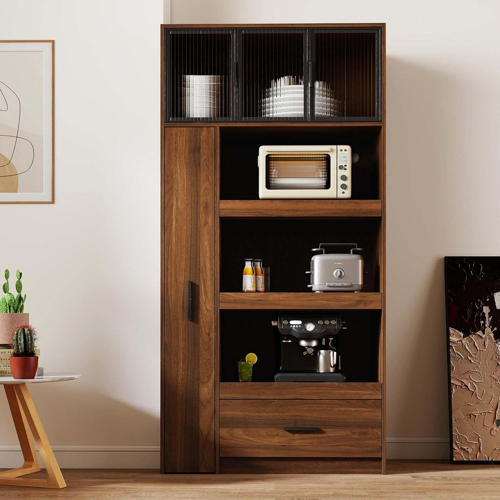 Pantry Cabinet with Doors, 71” Tall Kitchen Pantry Cabinet with Drawers &...