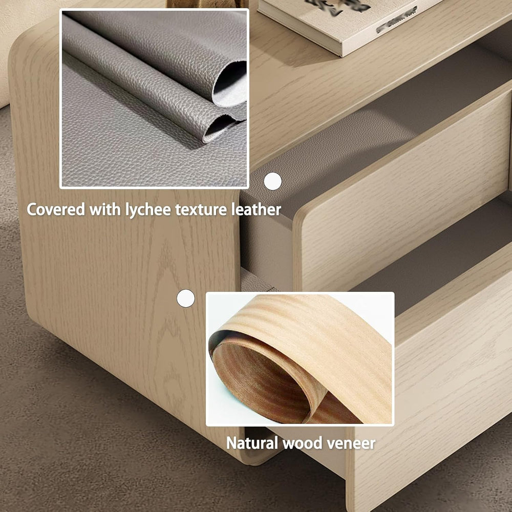 Nightstand with 2 Storage Drawer, Wooden Bed End Side Table Cabinet, Small Dr...