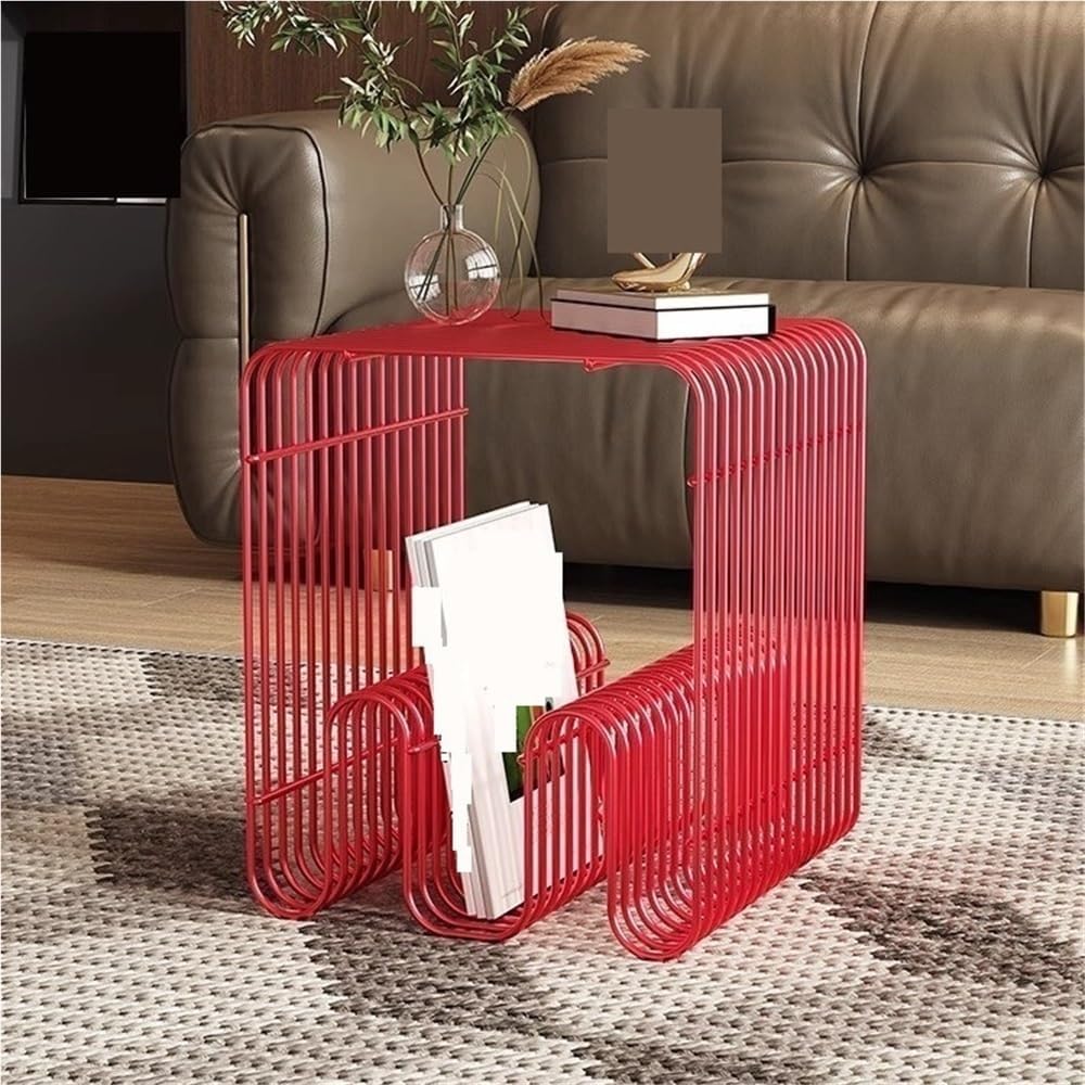 Metal Side Table, Modern Minimalist End Table, Small Bedside Table for Living...