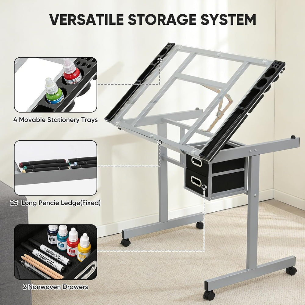 Magshion Drafting Table Adjustable Drawing Table | Art Craft Desk with 0-65° ...