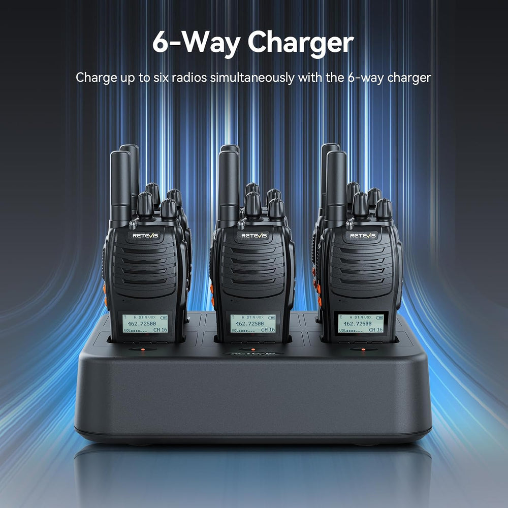 Retevis H777D Walkie Talkies with Earpiece, Long Range 2 Way Radio(6 Pack)