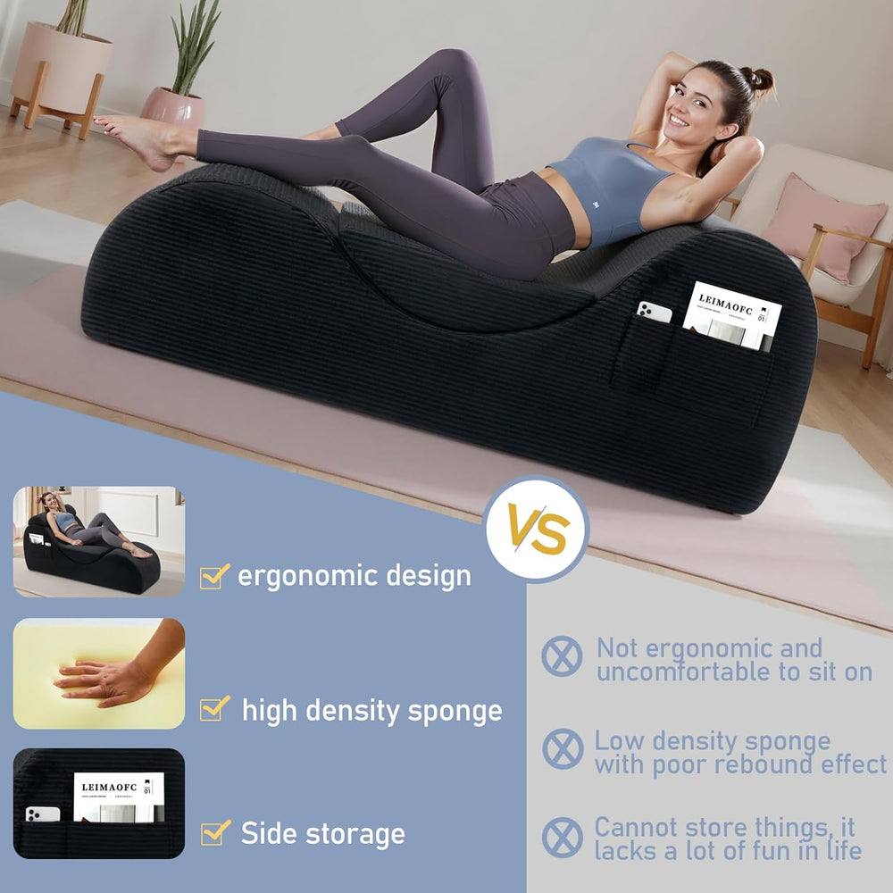 Yoga Chair Lounge for Adult, Ergonomic Chaise Lounge Chair with Side Pocket, ...