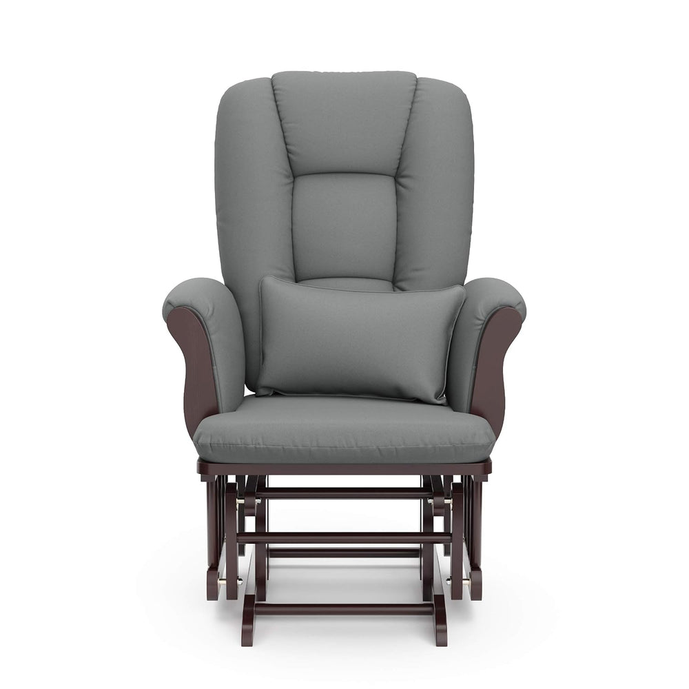 Storkcraft Tuscany Glider and Ottoman with Lumbar Pillow, Espresso/Gray