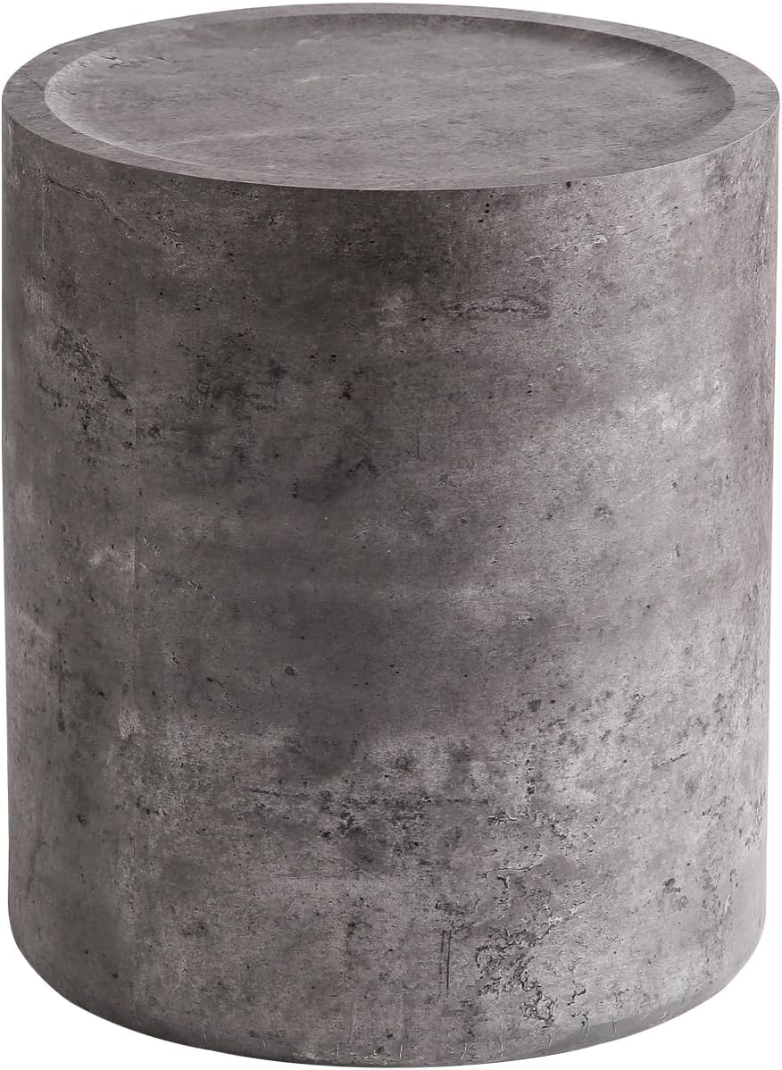 Round End Table with Mars Pattern for Living Room, Modern Drum Circle Side Ta...