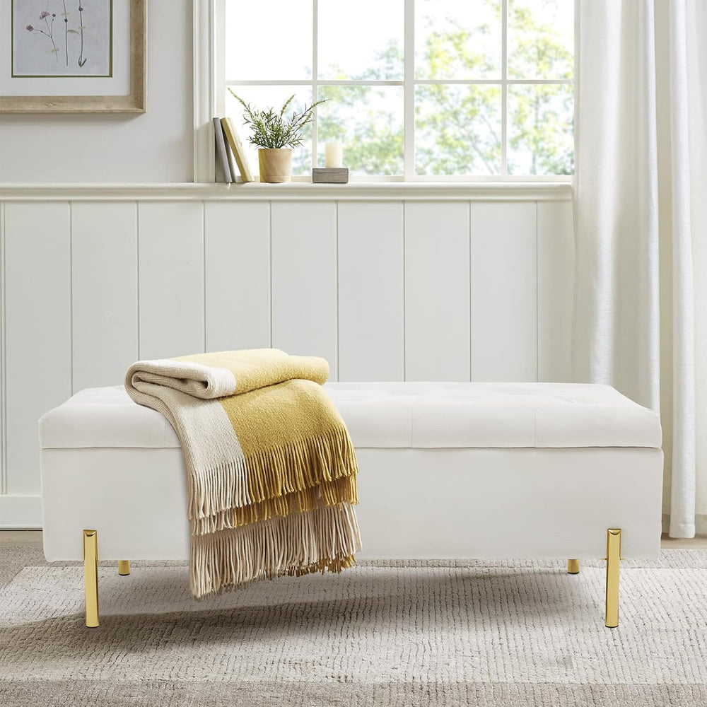 Velvet Storage Bench Ottoman,Versatile Seating with Hidden Storage,End of Bed...