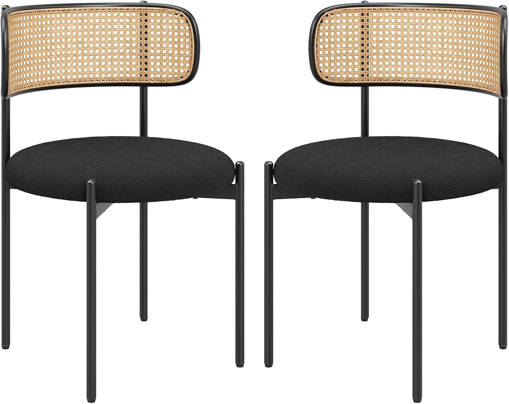 Farini Dining Chairs Set of 4,Mid-Century Modern Kitchen Chair Rattan Backres...