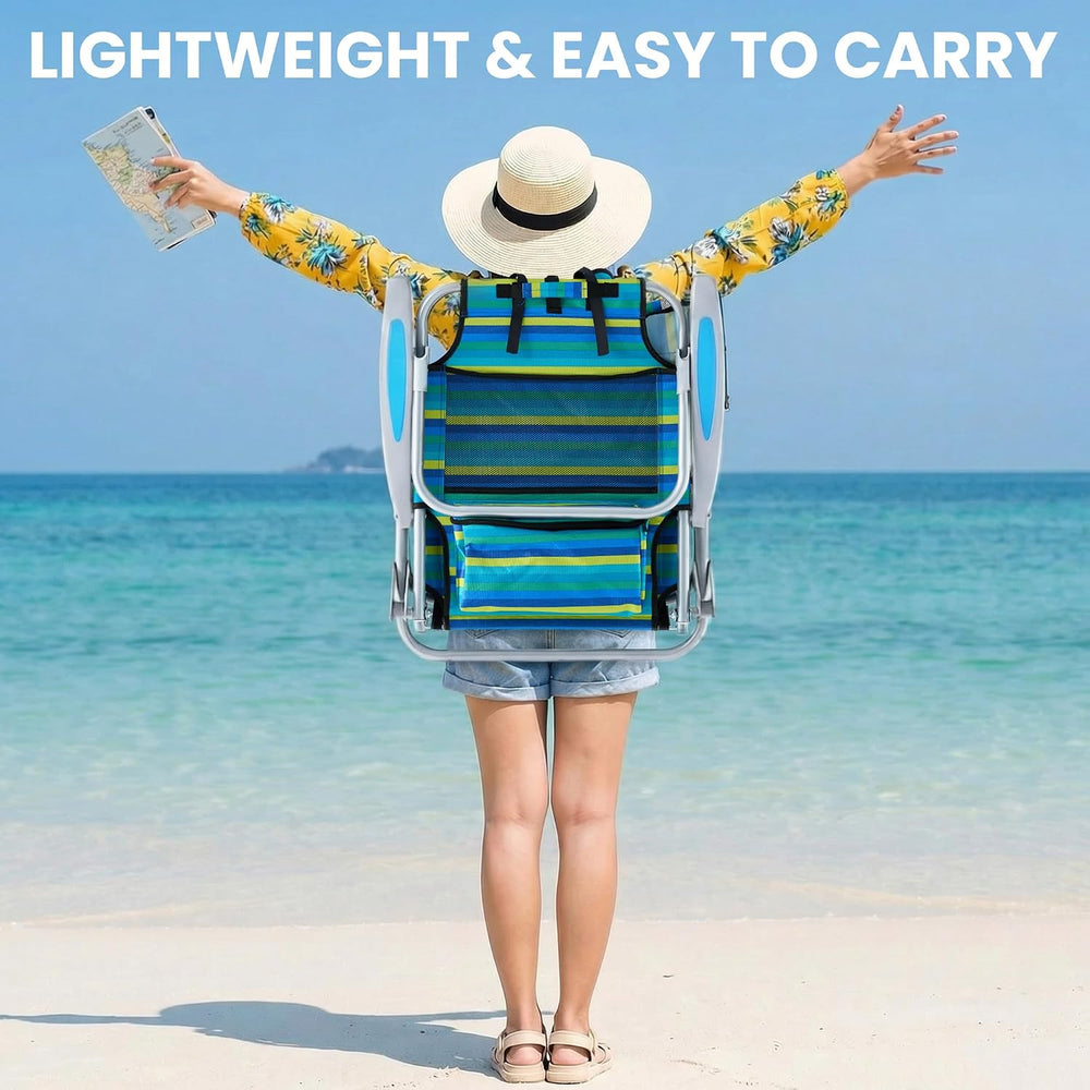 Portable Beach Chair for Adults, Outdoor Lightweight Camping Chair Lay Flat F...