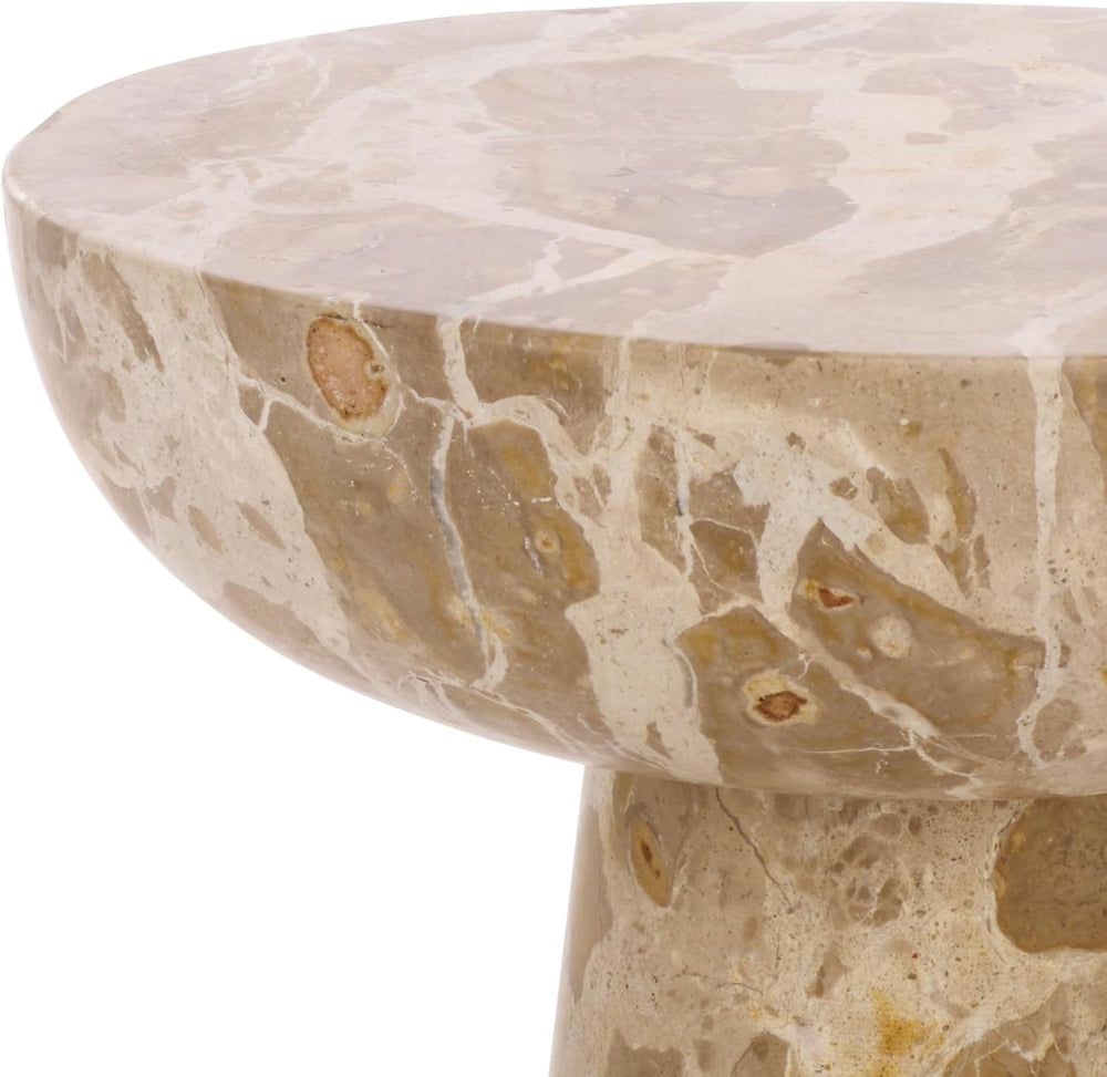 SAFAVIEH Couture Collection – Glendale Beige Round Marble Accent Table, Stone...