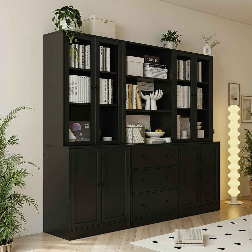 TUSY 71" H Bookshelf with Storage, 6-Tier Modern Bookshelves with 3 Larg...