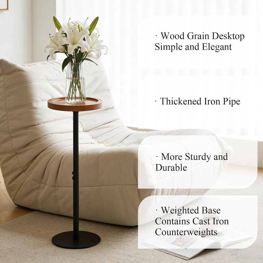 YYW Drink Table, 7.87" Small Round Side Table, Pedestal Side Table, Circ...