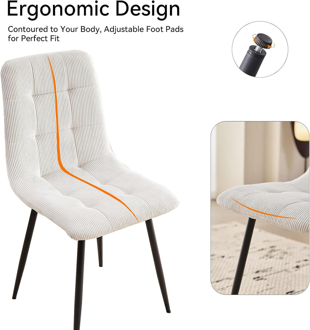 Corduroy Dining Chairs Set of 4, Modern Upholstered Fabric Kitchen Chairs wit...