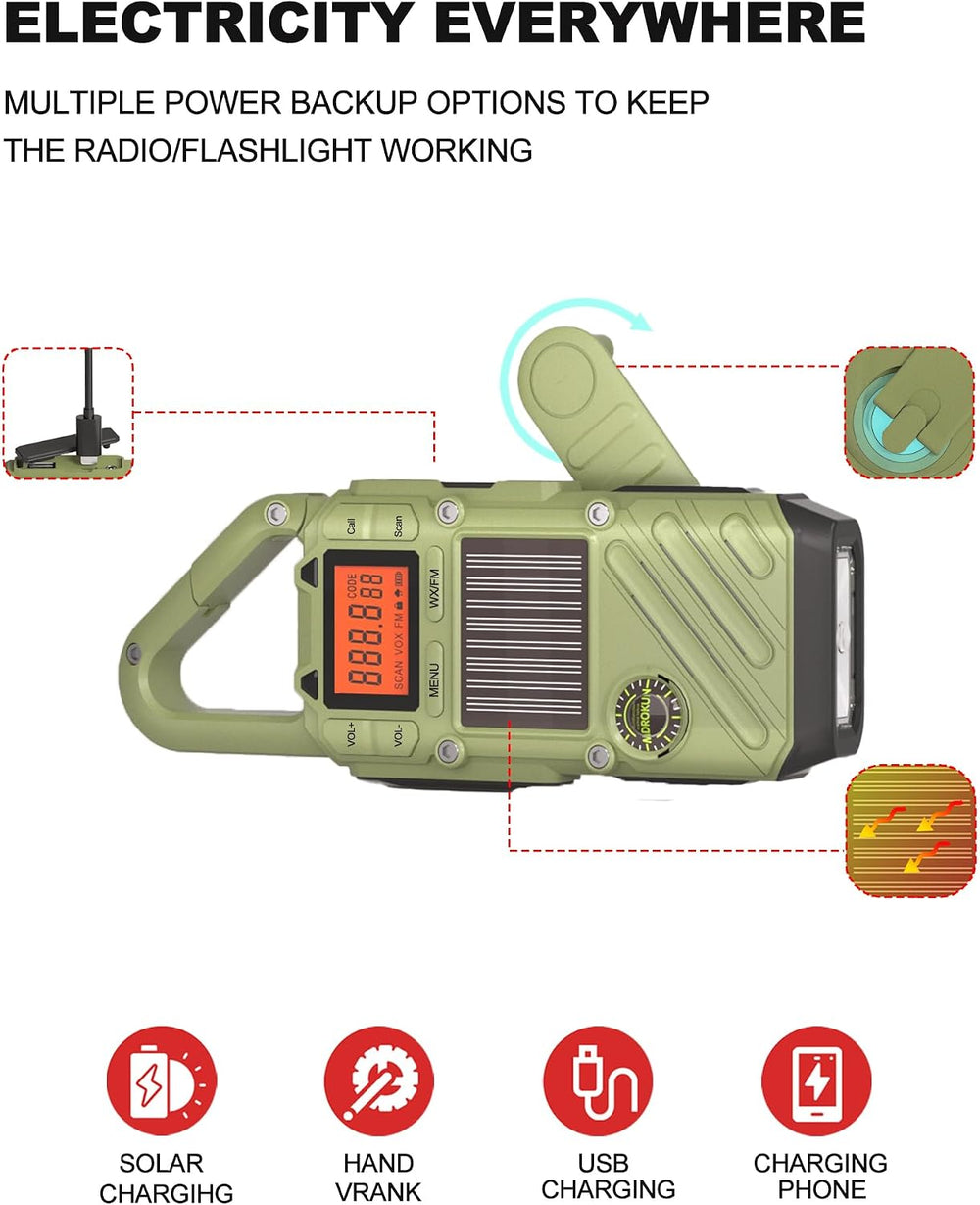 Emergency Walkie Talkies for Adults with NOAA, FM, SOS, Scan, & Flashlight