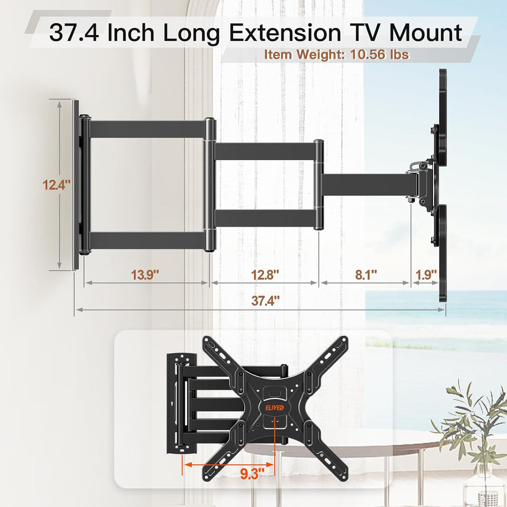 ELIVED Long Arm TV Wall Mount for 26-65" TVs, Max VESA 400x400, 77 Lbs L...