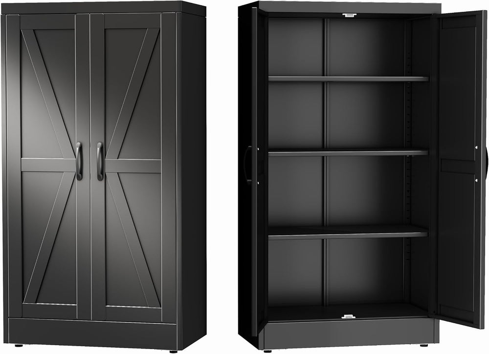 GAIOUS 43.3'' Tall Kitchen Pantry Cabinet, Black Metal Storage Cabinet