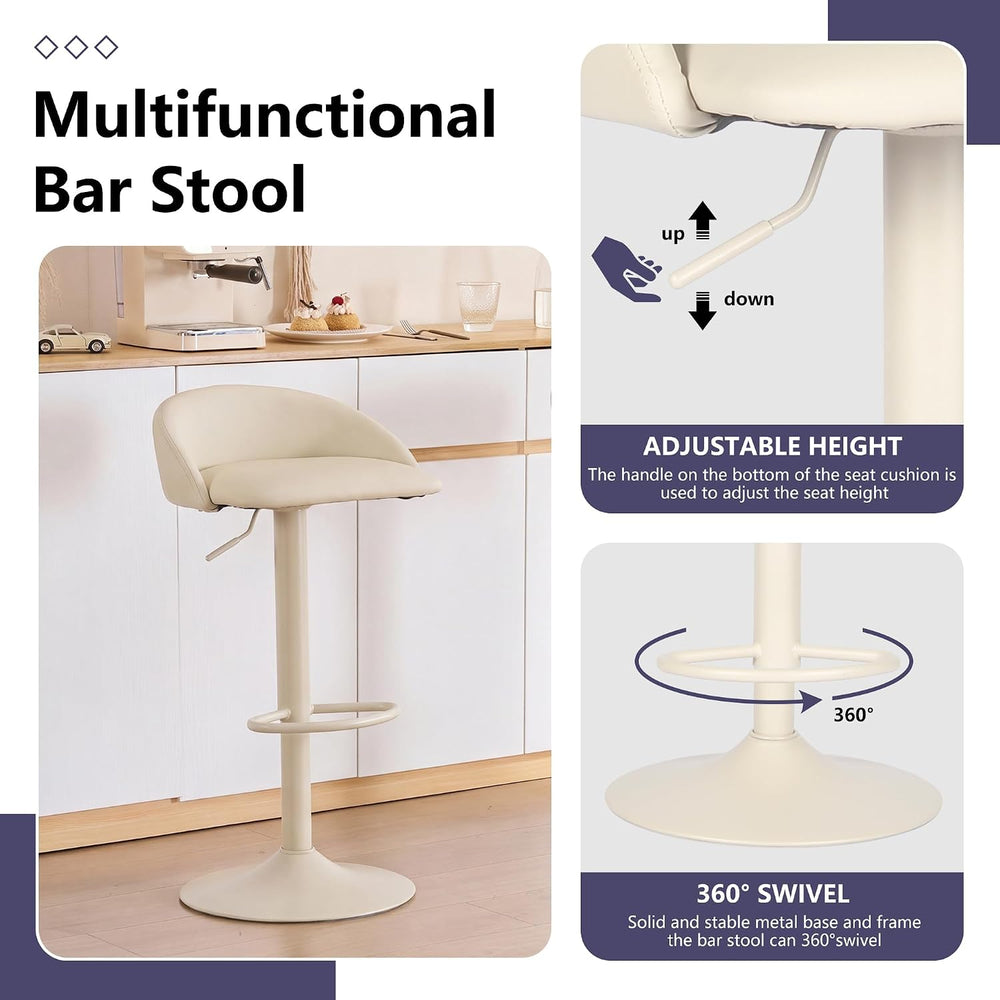 YOUNIKE Bar Stools Set of 2 Kitchen Bar Chair Counter Height Barstool Cream |...