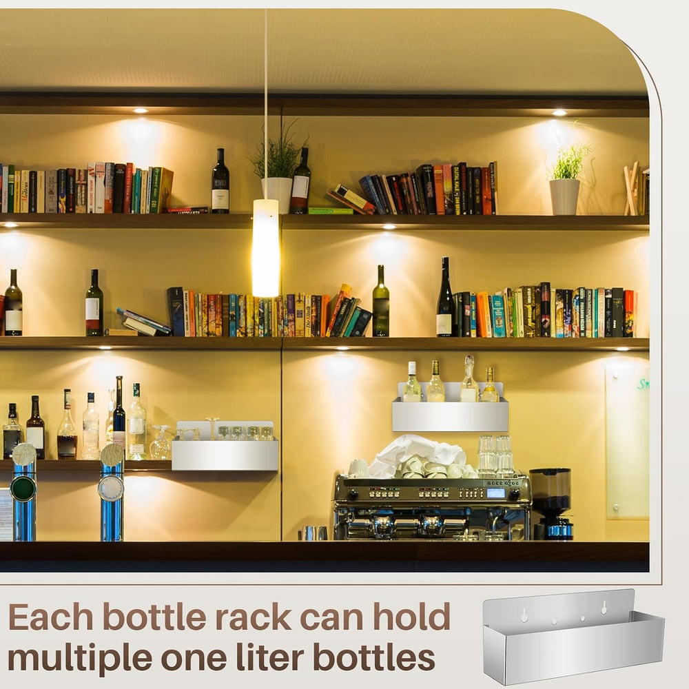 2 Pack 15 Inch Single Speed Rail Stainless Steel Liquor Bottle Holder | Wall ...