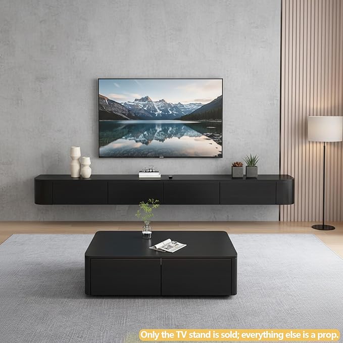 Floating TV Stand with Drawers, Pre-Assembled Wall Mounted TV Console, Modern...