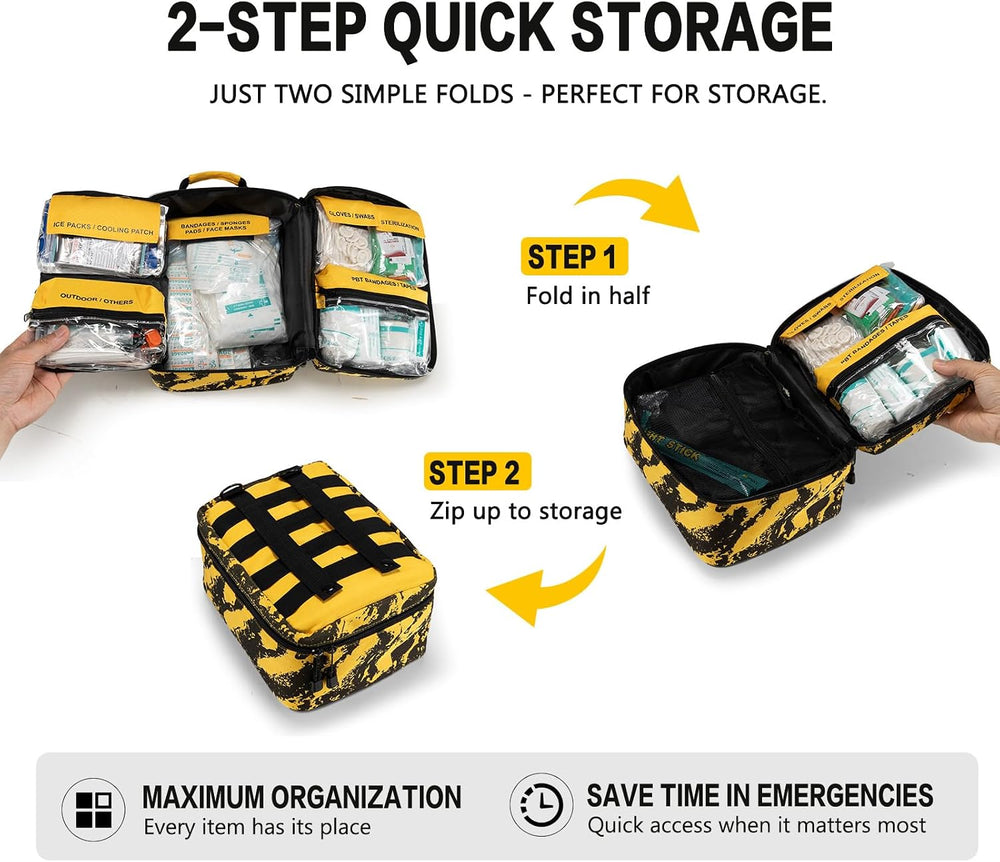 BUNKER INDUST 520 Piece All-in-One First Aid Kit, Emergency Storage Bag with ...