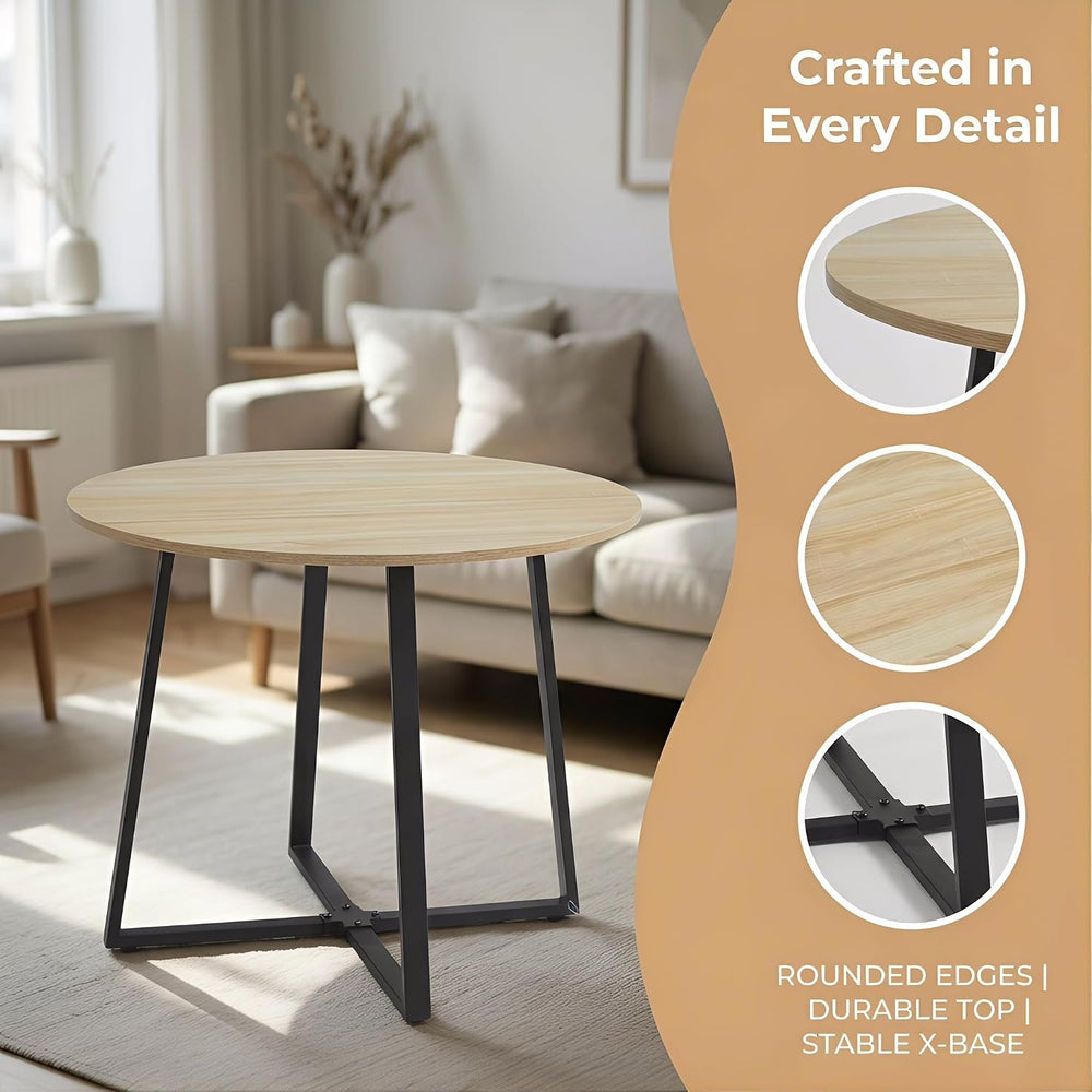 IDS Home 35.4” Round Dining Table for 2, Modern Nordic Kitchen Table, Light W...