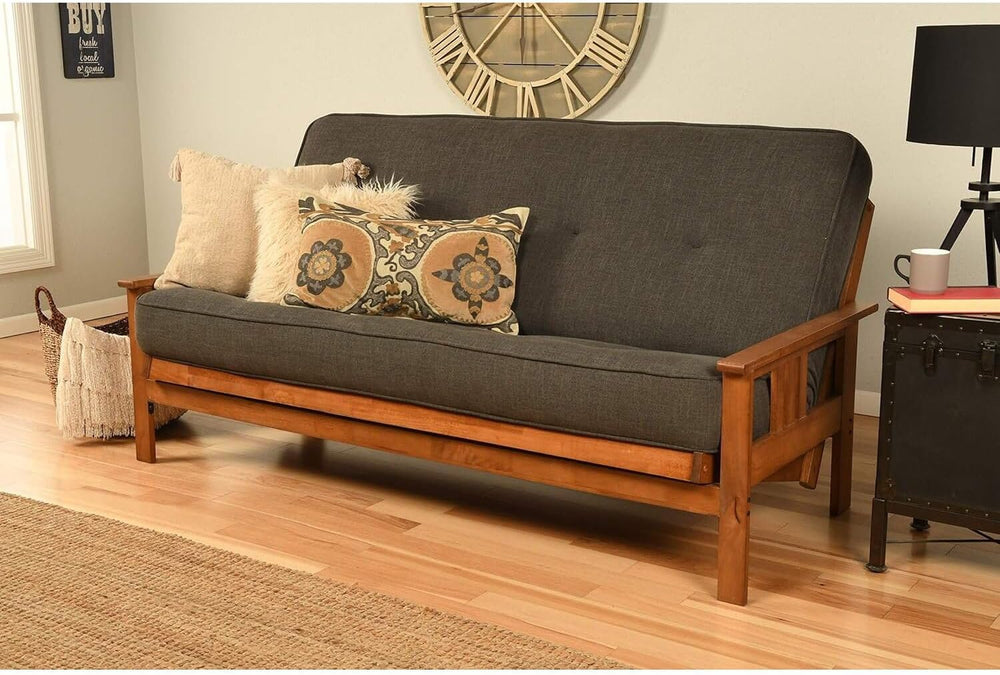 HomeStock Futon Frame Set with Mattress - Converts to Bed - Hardwood Sofa for...