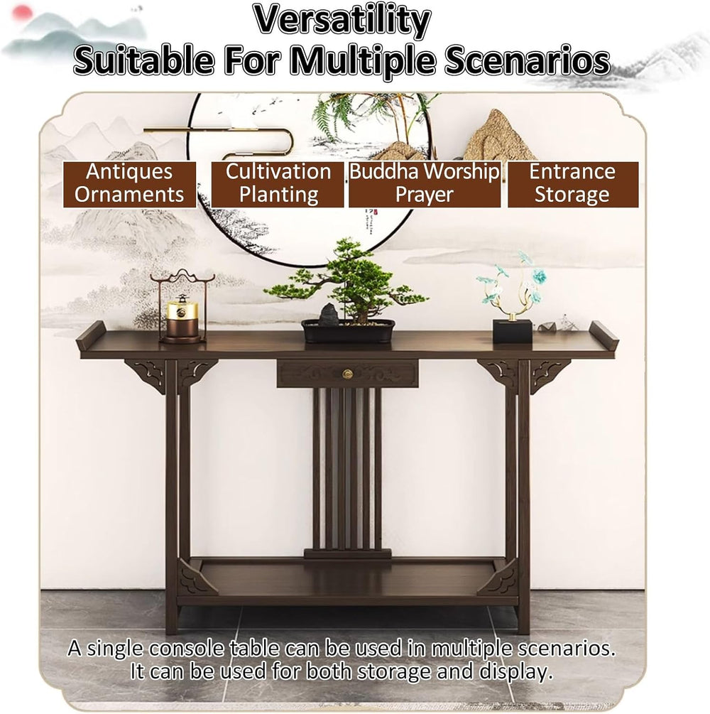 Personal Shrine Stand Prayer Meditation Table Buddha Niche Chinese Cabinet wi...