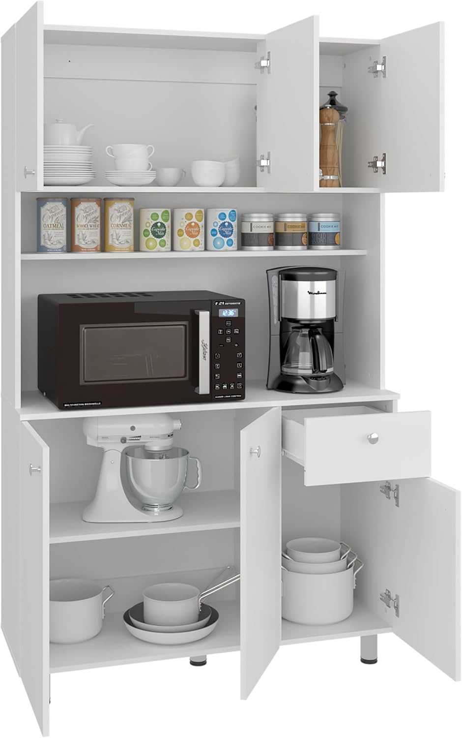 DEPOT E-SHOP 44" Lehr Pantry Cabinet with Ample Storage, Spacious Shelve...