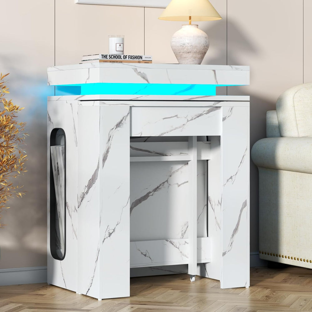 Extendable Dining Table with Charging Station, Convertible Folding Console Ta...