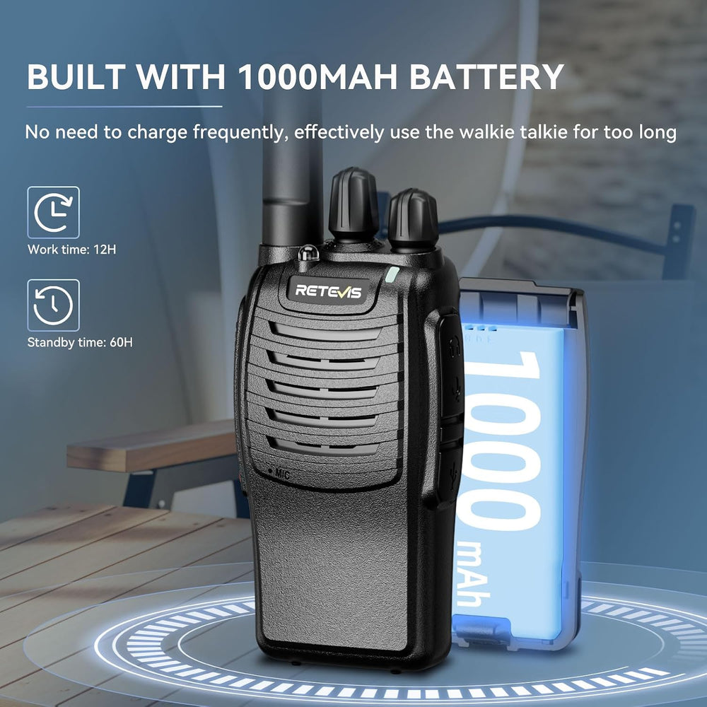 Retevis H-777 Rechargeable Walkie Talkies, Compact 2 Way Radio Flashlight