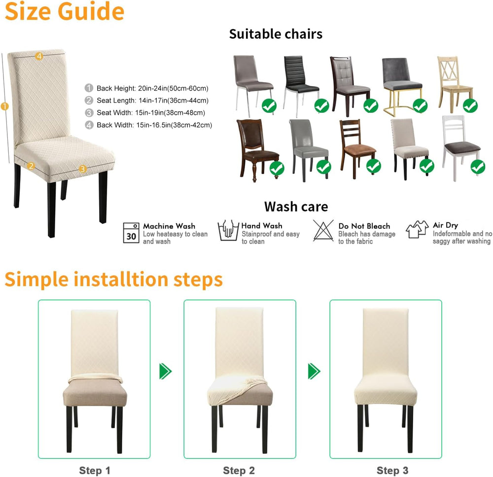 Fuloon Waterproof Dining Chair Covers, Parsons Chair Slipcover, Super Fit Str...
