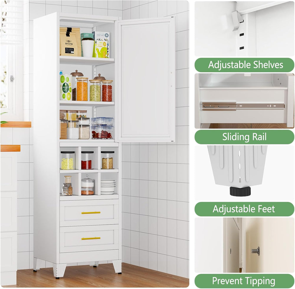 Ckzbx Tall Narrow Storage Cabinet, 66.93" H Tall Bathroom Cabinet Metal ...